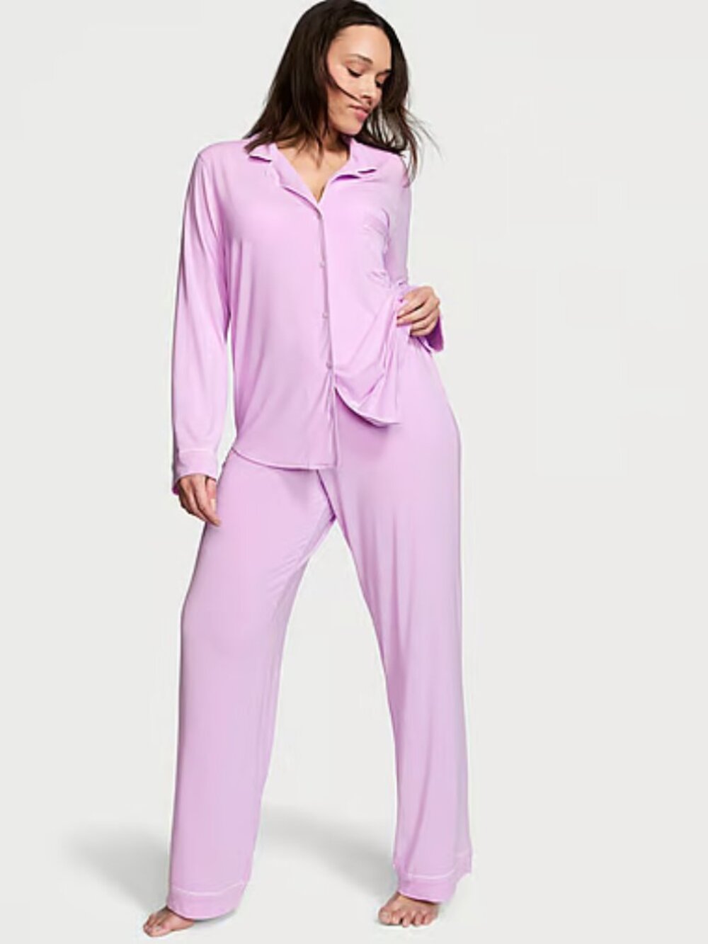 Victoria's Secret Modal Long Pajama Set in Violet Size S NWT